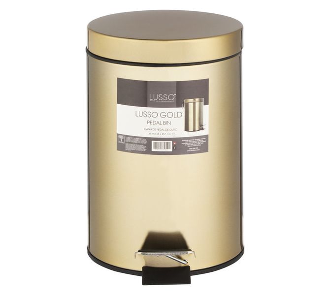 Metal Waste Bin Gold 3 L