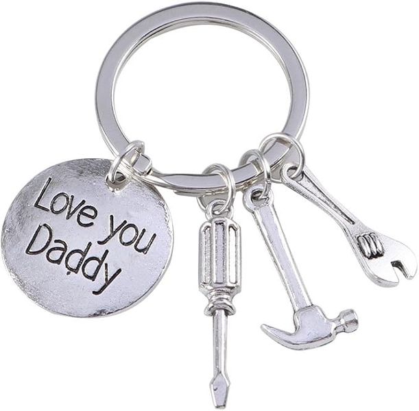Stainless Steel Silver Keyring with Charms - Love you Daddy