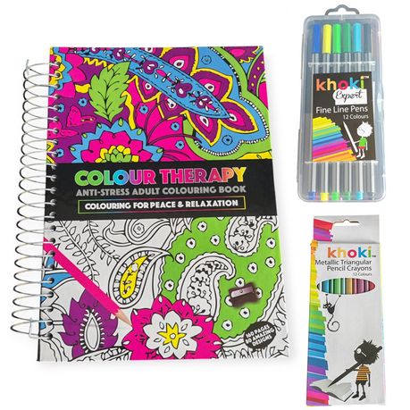 Anti Stress Adult Children Therapeutic Colouring Book Coloring Pencil Pen A Image