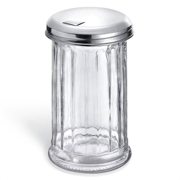 350ml Glass Sugar Dispenser with Pour Spout and Stainless Steel Flip Lid