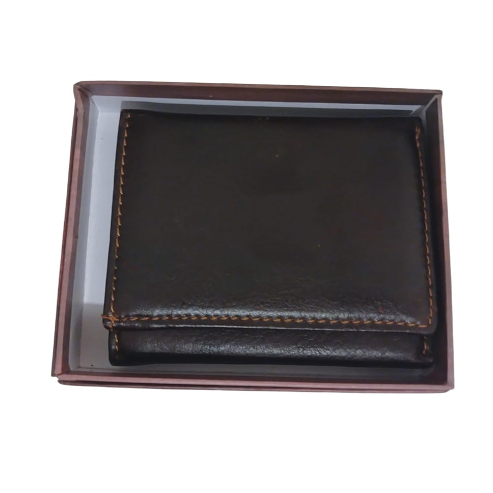 Men's Genuine Leather Wallet with Gift Case - Brown (Coffee)