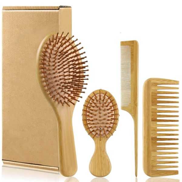 Bamboo Hair Brush and Comb Set: Nourish &amp; Style Your Hair
