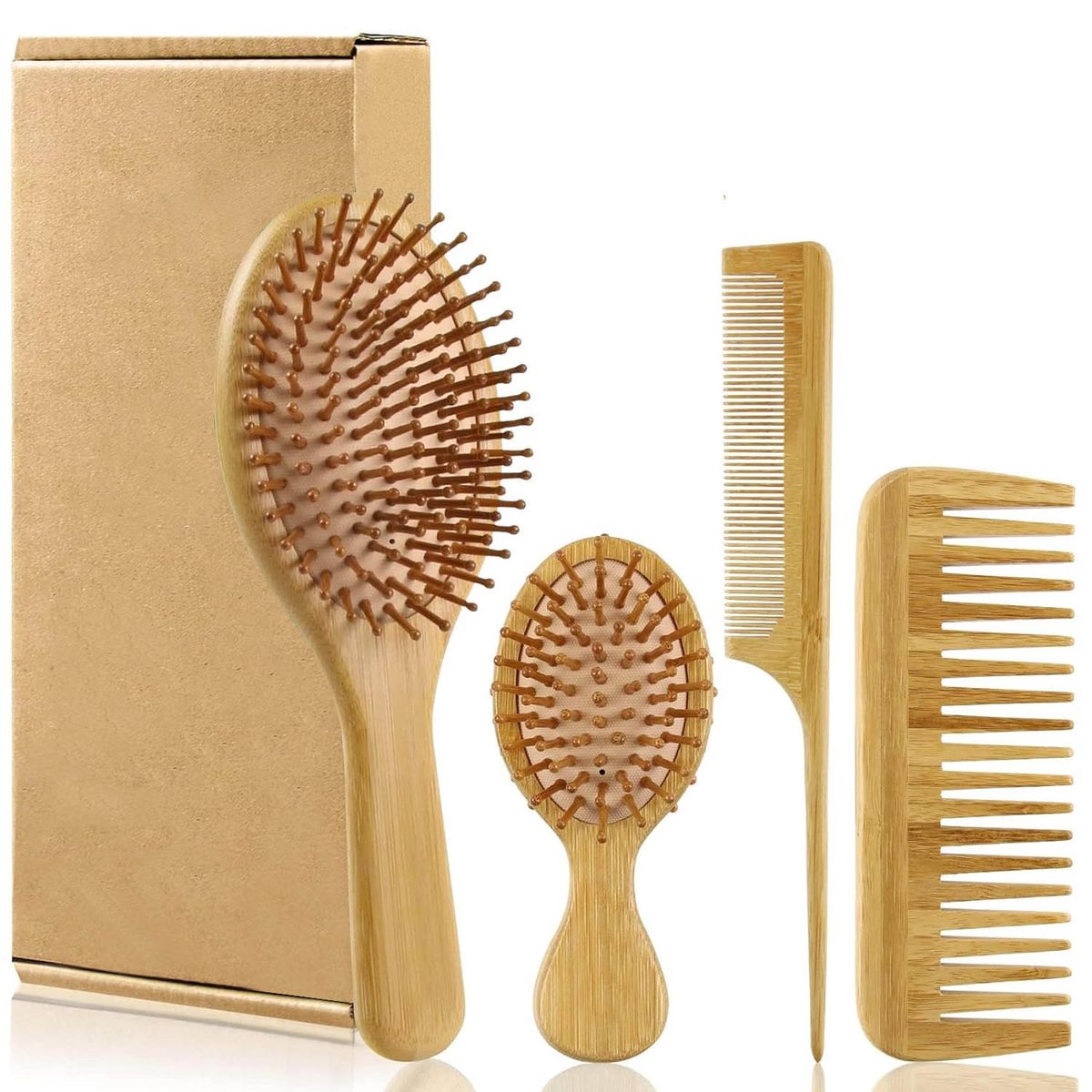 Bamboo Hair Brush and Comb Set: Nourish & Style Your Hair