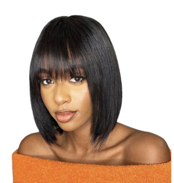 8" Brazilian Human Hair Fringe Bob Wig