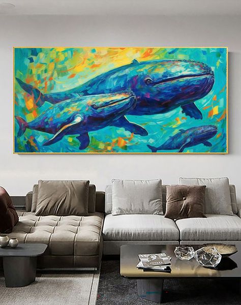 Canvas Wall Art - Whale family - 0829