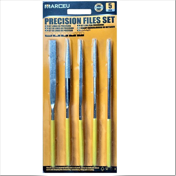 FI- Set of 5 Precision Files Set with PVC Dipped Handles