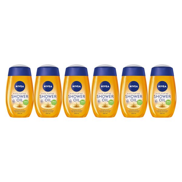 NIVEA Rich Caring Shower Oil Body Wash, 6x200ml