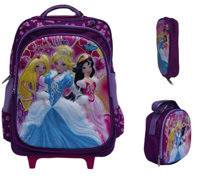 3D Cartoon Trolley School Backpack Set -3 Piece