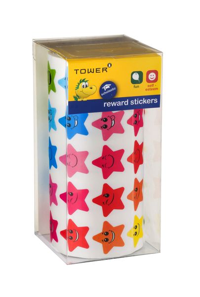TOWER Stars with Happy Faces Roll 1000 Stickers