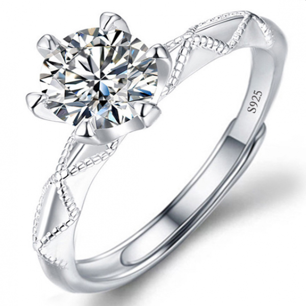Rings Wedding Moissanite 1Carat Zircon Adjustable Diamond Ring Rose