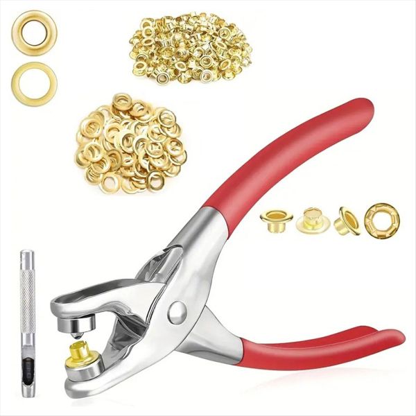 6mm Grommet Eyelet Plier Set, Eyelet Hole Punch Pliers Kit with 100 Metal E