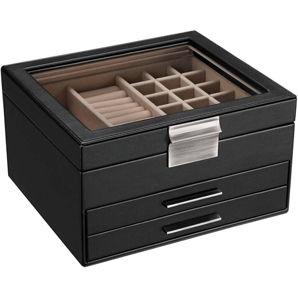 Songmics Jewellery Box with Glass Lid, Black Shop Today. Get it