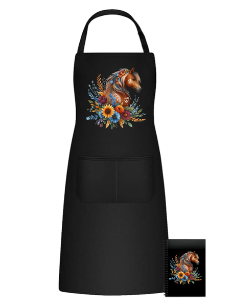 Fun Kitchen Braai Apron - Floral Boho Horse 82