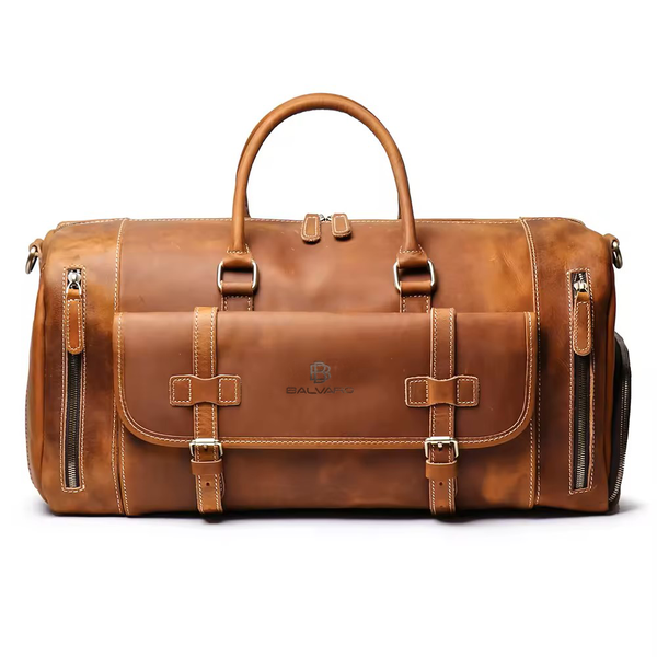 Balvaro Vintage Leather Weekender Travel Bag