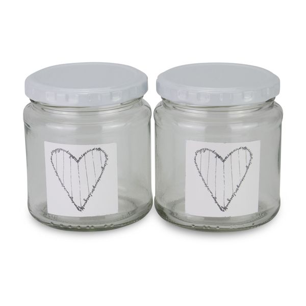 Jars - Grey Script Heart- Transparent - Glass - 291ml - 2 Pack