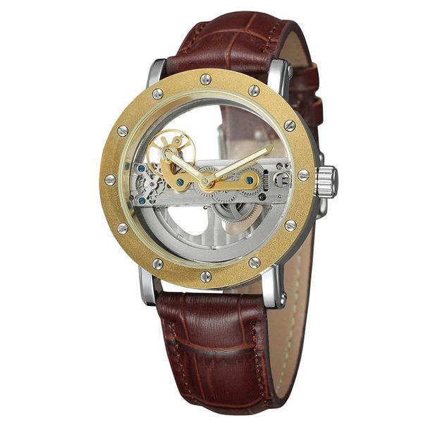 FORSINING Men's Double sided Hollow Waterproof Steel Strip Mechanical Watch