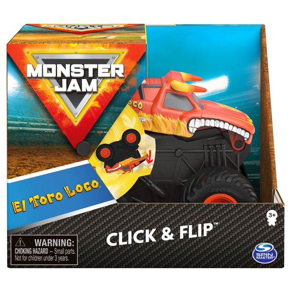 Monster Jam 1:43 Rev 'N Roar - El Torro Loco Click n Flip