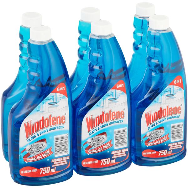 Windolene 6 x 750ml, Glass &amp; Shiny Surface Cleaner - Refill