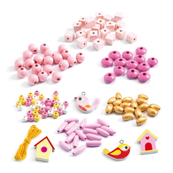 Djeco Wooden Beads - Birds and Homes