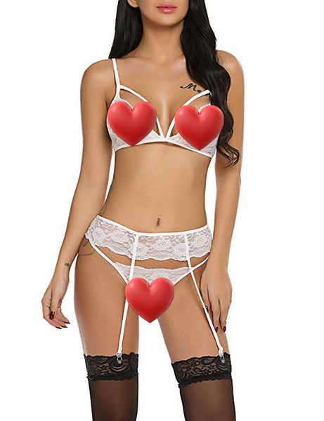 ULC Paris Lace and Strings Lingerie Set with Garter