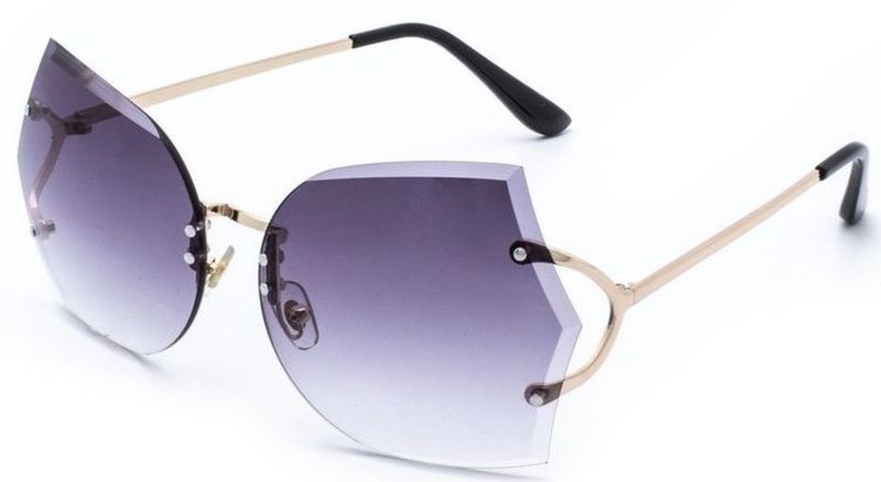 You &amp; I Ladies Grey Rimless Sunglasses - Gold