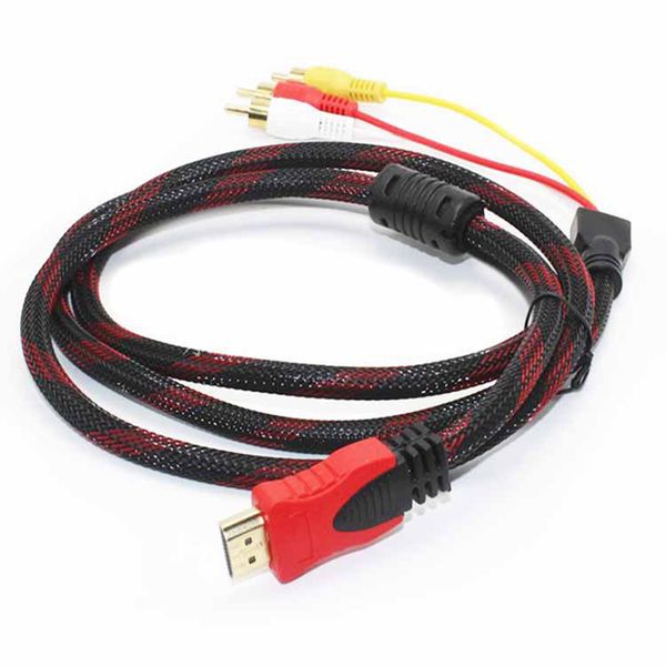 1.5M HDMI-compatible to 3RCA Cable Splitter Braid Ypbpr Convert AV Cord
