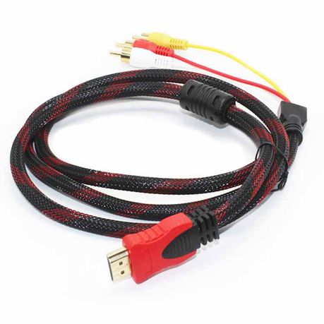 1.5M HDMI-compatible to 3RCA Cable Splitter Braid Ypbpr Convert AV Cord Image