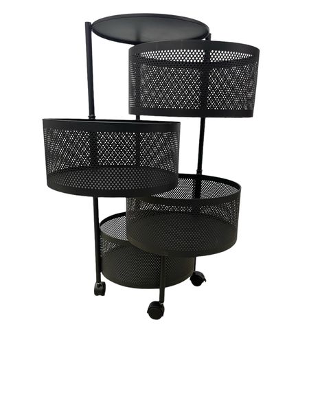 4 Tier Rotatable Mobile Metal Storage Trolley Rack