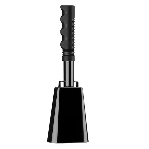 Pet Black Iron Cow Bell With Handle For Sport Events &amp; Graduations - 25.3cm