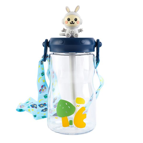 Cute Cartoon Children's Straw Cup Water Cup Strap Portable Water Bottle