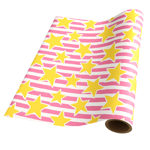 Stripes &amp; Stars Bulk Gift Wrap Roll - 50cm x 50m | Premium 65gsm Paper