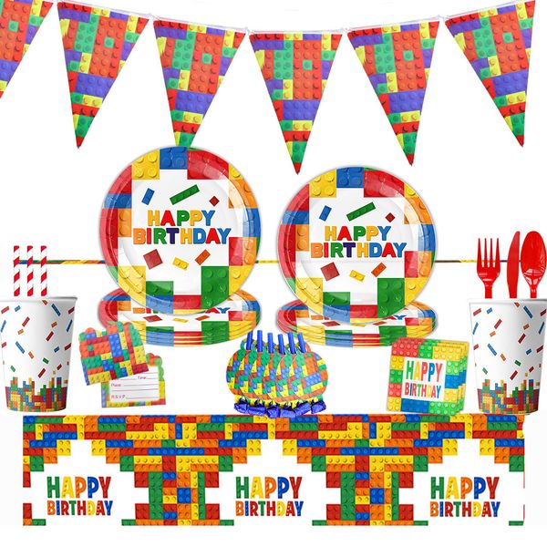 108 pieces Disposable Building Block Party Cutlery Set