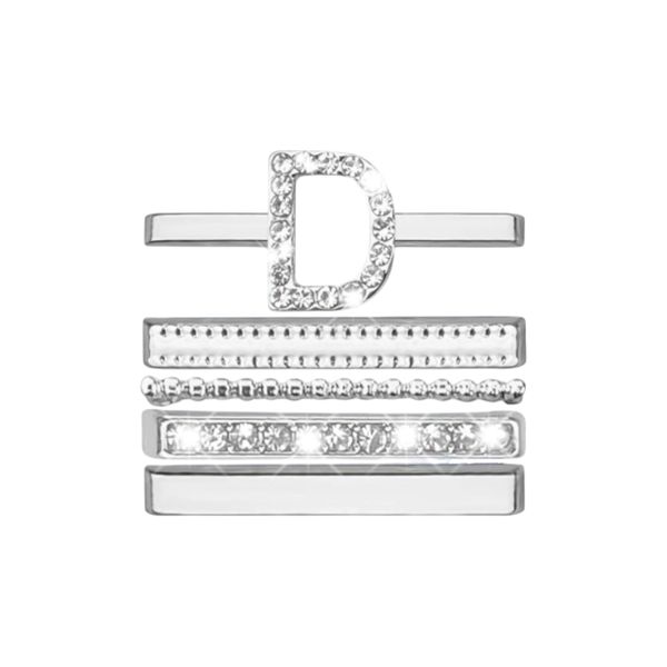 Stainless Steel Watch Band Ring Charms With Letter D - Silver