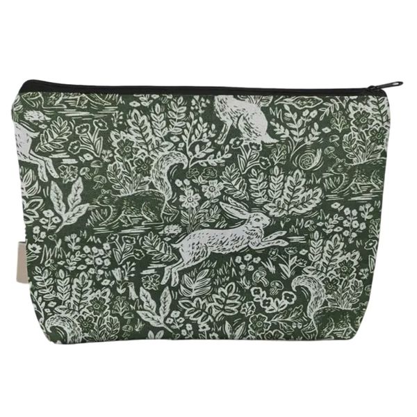 Woodland Whimsy: Rabbit &amp; Squirrel Makeup Bag in Durable Polyester
