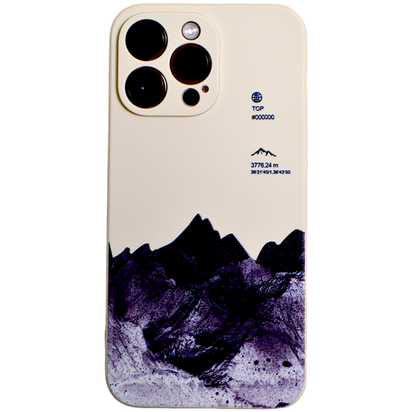 Beige Phone Case with Pro Cam and Mountain Print - Iphone 15 Pro
