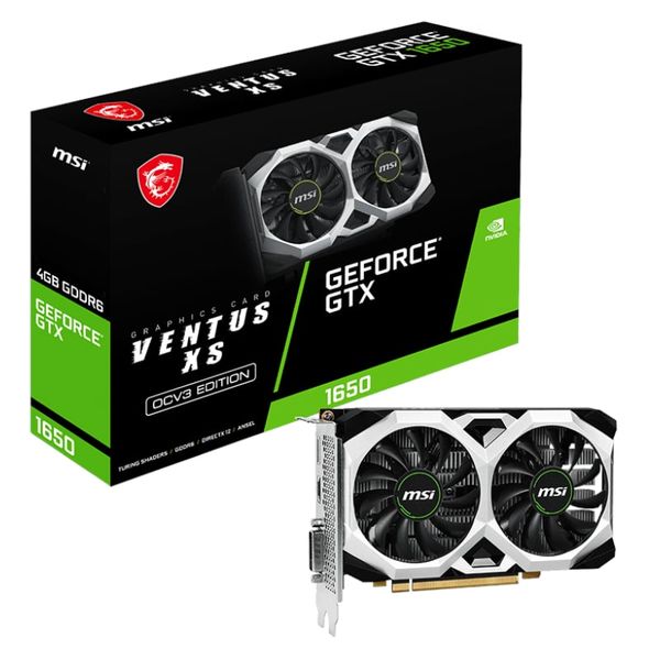MSI VENTUS XS GeForce GTX 1650 4GB OC Graphics Card - Black/Silver