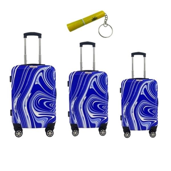 Milano Trolley Suitcase Set 602-55/65/75 With MXM Keyring Flashlight