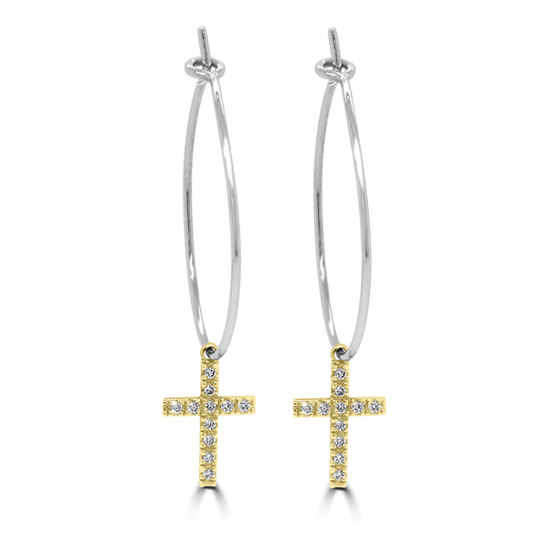 Diamond Cross Earrings Set in Solid 9ct Gold - Jack Friedman Jewellers