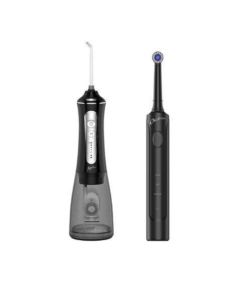 Aquapulse Aquaflosser START &amp; Oscil-lux BLACK Premium Oral Care Bundle Pack