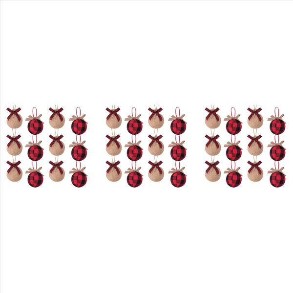 Christmas Tree Ornaments 12 Pcs 2-1/2 Inches Red Black Buffalo