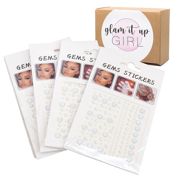 Nail Art Crystal Gems Stickers for Face/Hair/Nails - 12Pack