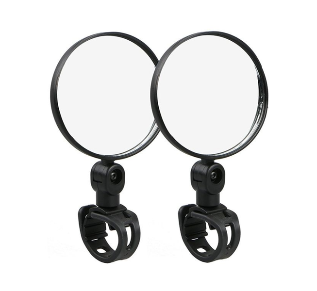 Pair of Bicycle Convex Rearview Mirrors with Black Silicone Handles