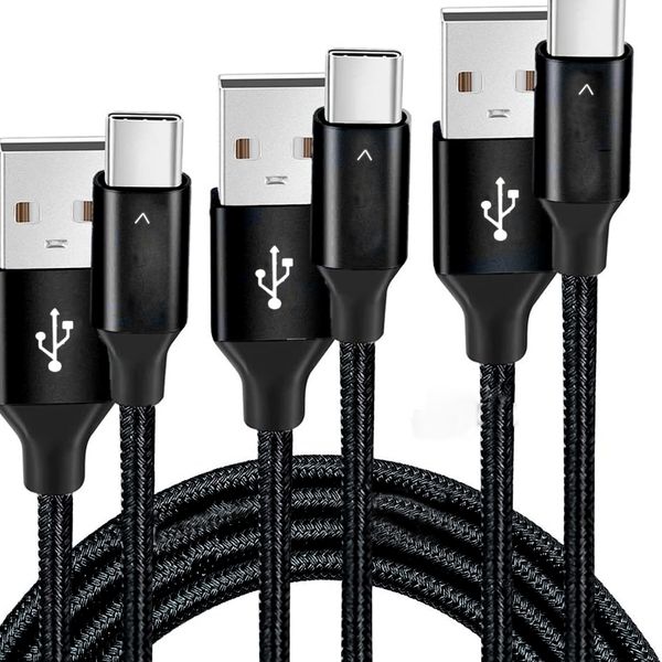Armored Type-c Data Cable With Light 0.3m 1.2m 1.8m 3-pack