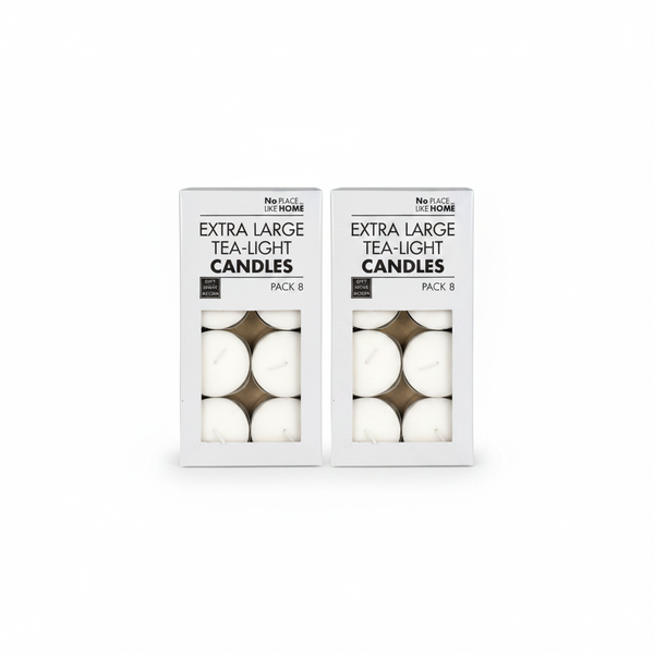 No Place Like Home White Tea-Light Candles 5cm - 8 Piece Set - 2 Pack