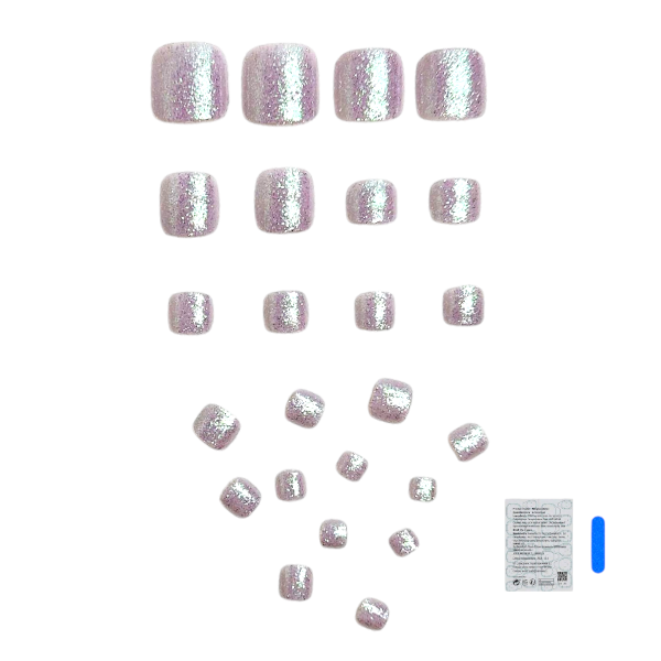 24 Pieces Sparkling Glitter Press-On Toenails - Silver