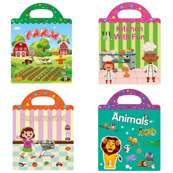Repeatable Used 4 Themes Jelly Sticker Books