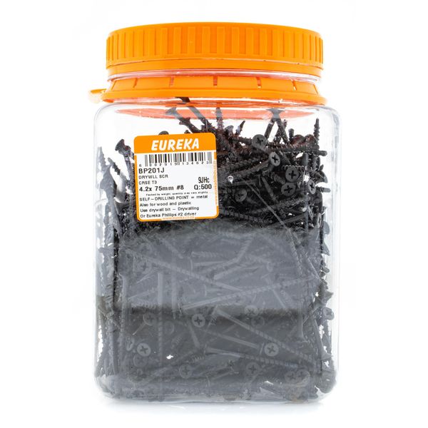 EUREKA Drywall Screw Coarse Thread T5 tip 4.2 x 75mm #8 Q:500 BP201J