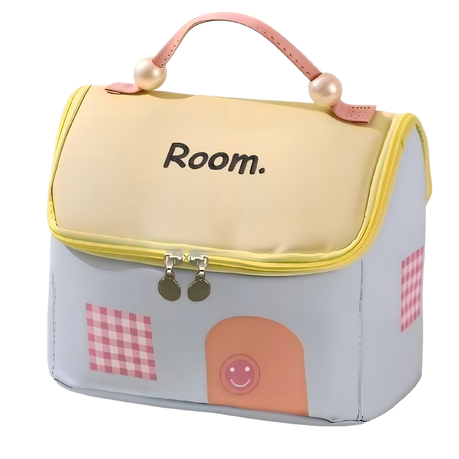 Cute House Cosmetic Bag Large Capacity Compact Travel Makeup Storage Image