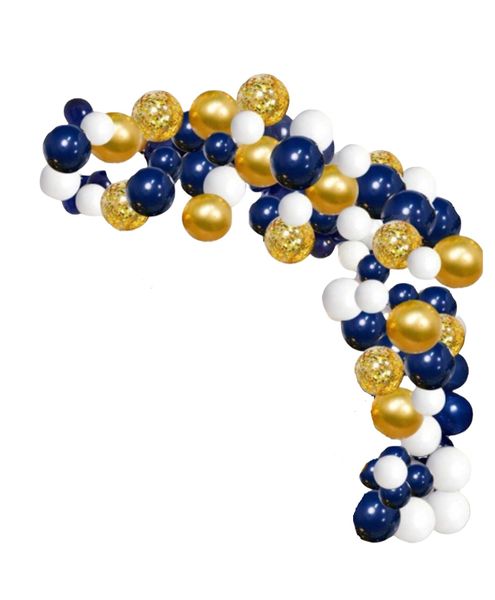 100 Pieces Balloon Sets - Dark Blue, Gold &amp; White