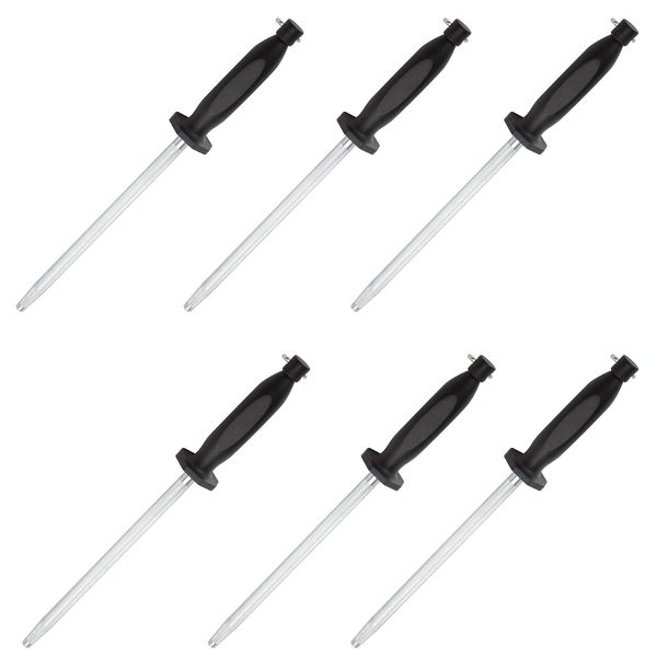 Set Of 6 10-Inch Stainless Steel Knife Sharpener Rods With Ergonomic Handle